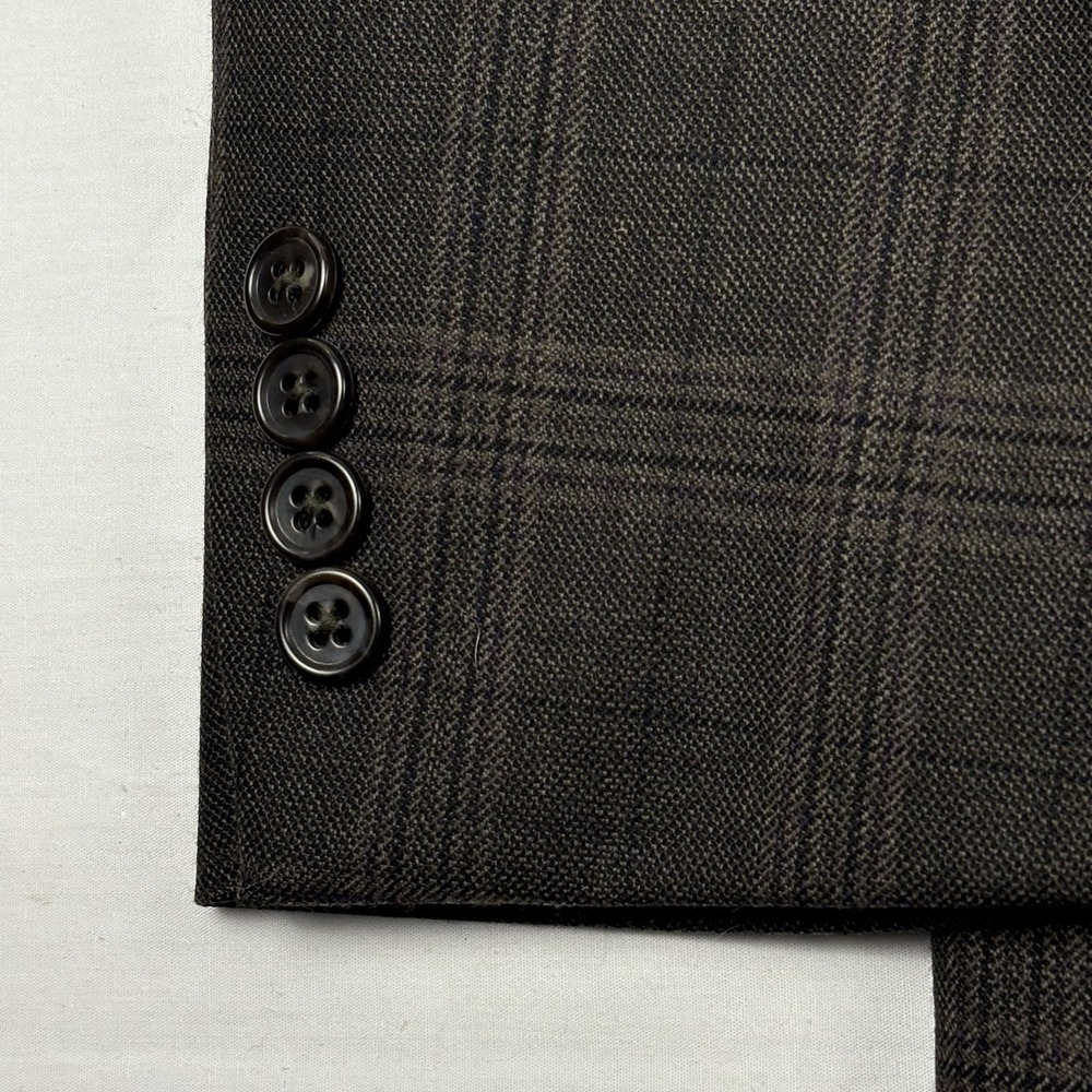 Joseph Abboud Glen Plaid Wool Blazer 54R Brown Purple Windowpane Sport Coat - Picture 2 of 13